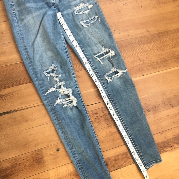 American Eagle Womens Jeans Sz 00 Hi-Rise Jegging Super Stretch X Distressed - Picture 8 of 10